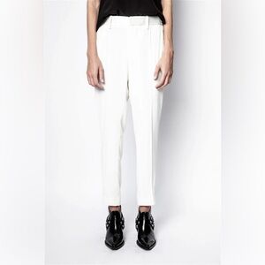 Zadig and Voltaire White Panda Crepe Pants, Size 34